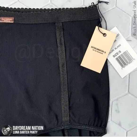 DAYDREAM NATION LUNA GARTER PANTY / DOLLS KILL BETTY UNDERWEAR BLACK PINUP SMALL